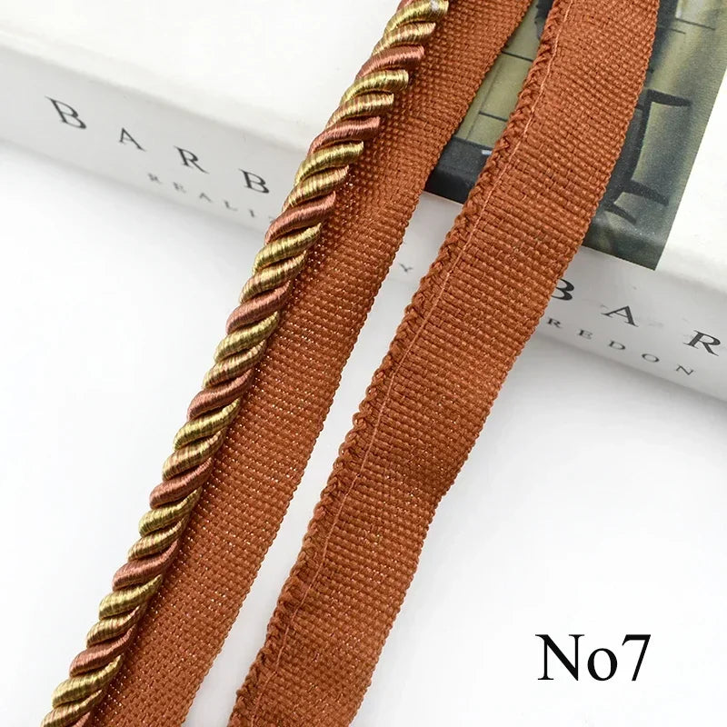 2/6/12M Meetee 6mm Two-color Lace Rope Trim Decorative Strap Webbing Cord for Sofa Curtain Sewing Handmade Material Accessories