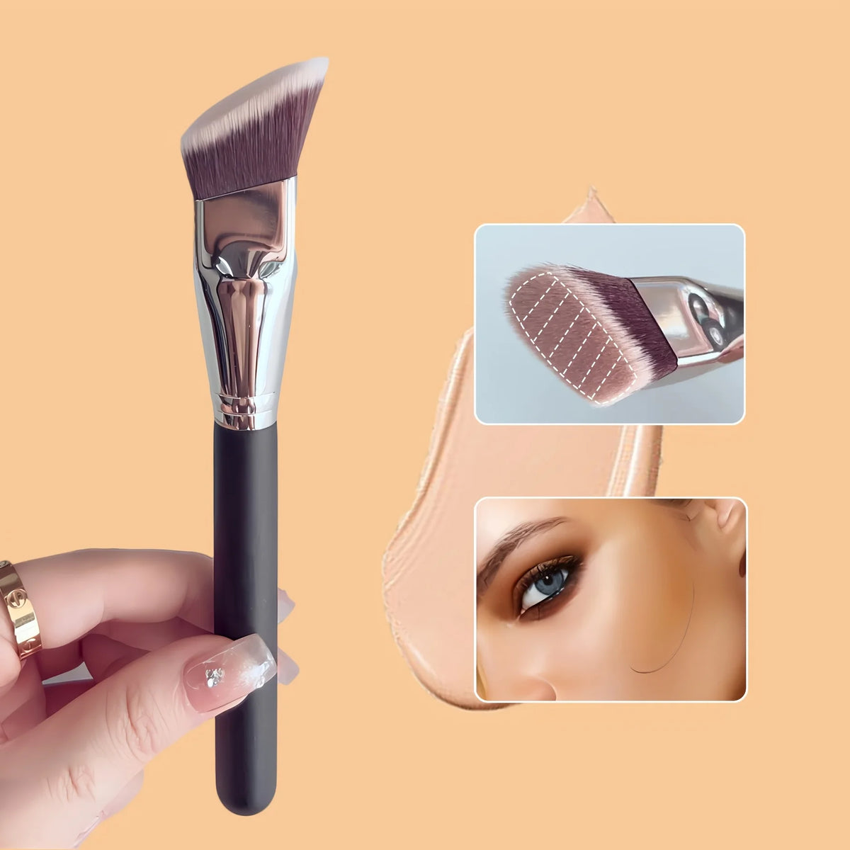 2 PCS Makeup Brushes Rectangular Foundation Brush & Concealer Brush for Contouring, Blending, Powder/ Foundation Application