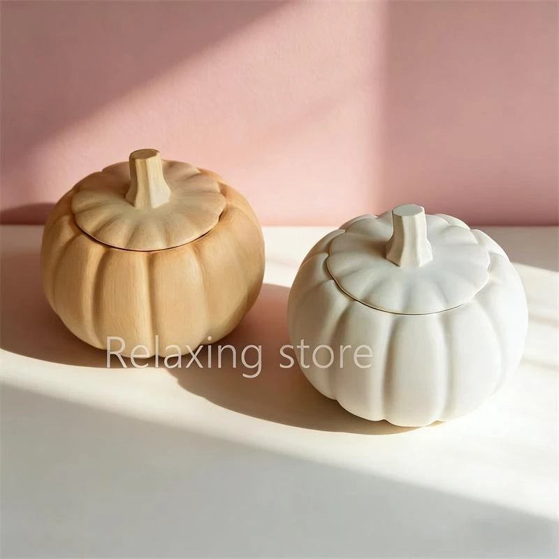 Pumpkin Shape Plaster Storage Box Candle Cup Silicone Molds Halloween Storage Jar Cement Flowerpot Home Decoration Mould