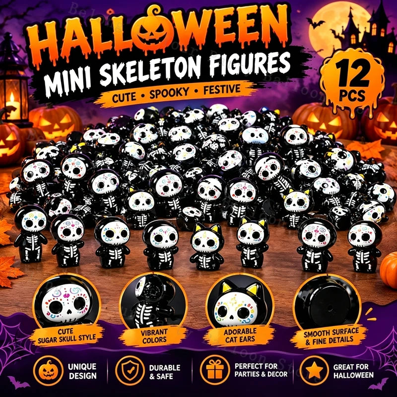 12-48Pcs Halloween Mini Resin Miniature Ghost  Figurines Cute Tiny Death Crafts Halloween Ornament Spooky Party Tabletop Decor
