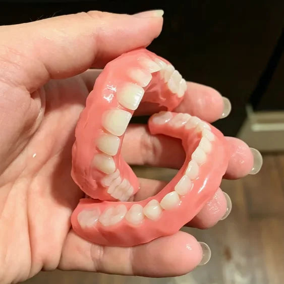 Soft Silicone Snap-On Dentures Full Set – Natural Upper&Lower Teeth,Instant Comfort Fit,Zero Glue,Realistic Smile for Men&Women