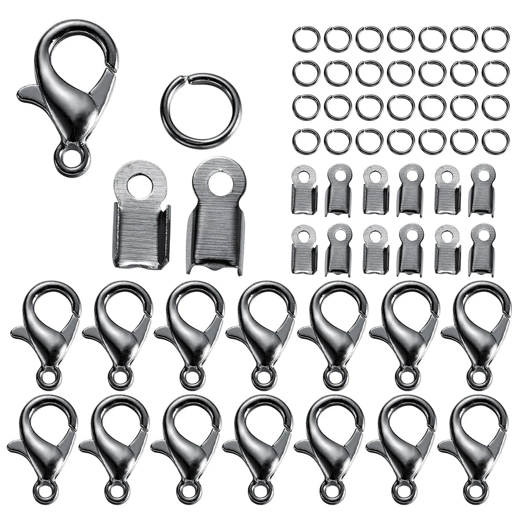 80Pcs/lot Alloy Lobster Clasp Jump Rings Connector Clasp Crimp End For Bracelet Necklace Chains DIY Jewelry Making Supplies