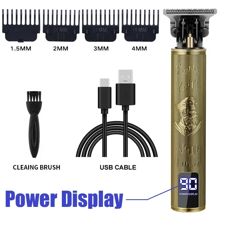 Vintage Hair Clipper Cordless Trimmer Portable USB Fast Charging Hair Cutting Machine Electric Shaver Professional Barber