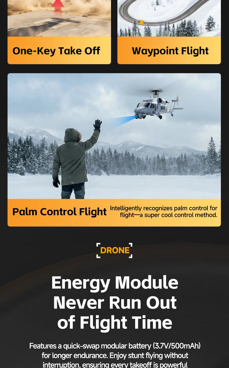 8K HD Camera RC Helicopter With LCD Screen Optical Flow Positioning One Key Takeoff WIFI FPV RC Airplane Single-Rotor Flybarless