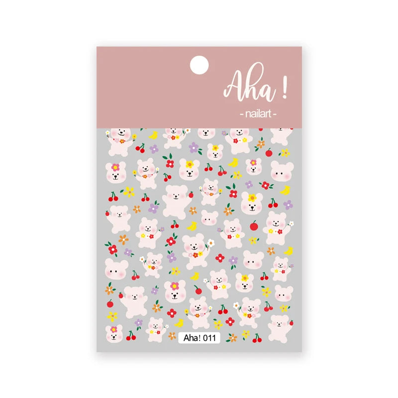 1Sheet Korean White Cloud Blue Nail Art Sticker 3D Star Moon Decal Pure Twilight Self-adhesive Manicure Slider Accessories RE#53