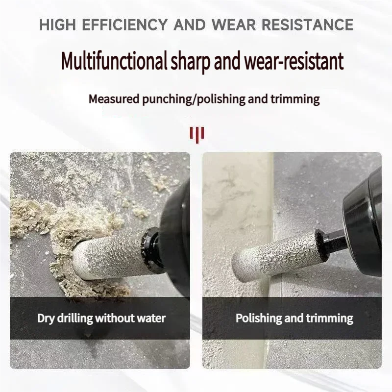 5Pcs 6-12mm Dry Drill M14 Thread Brazing Hole Saw Set For Drilling Holes Porcelain Tiles Marble Vitrified Tile Drill Bits Tools