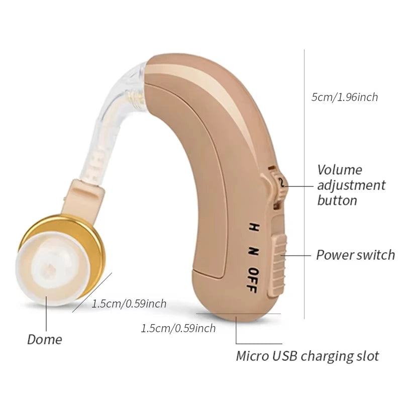 Battery Adjustable Tone Hearing Aid Rechargeable Ear Hearing Amplifier Hearing Aids Device for Elderly Hearing Loss Lightweight
