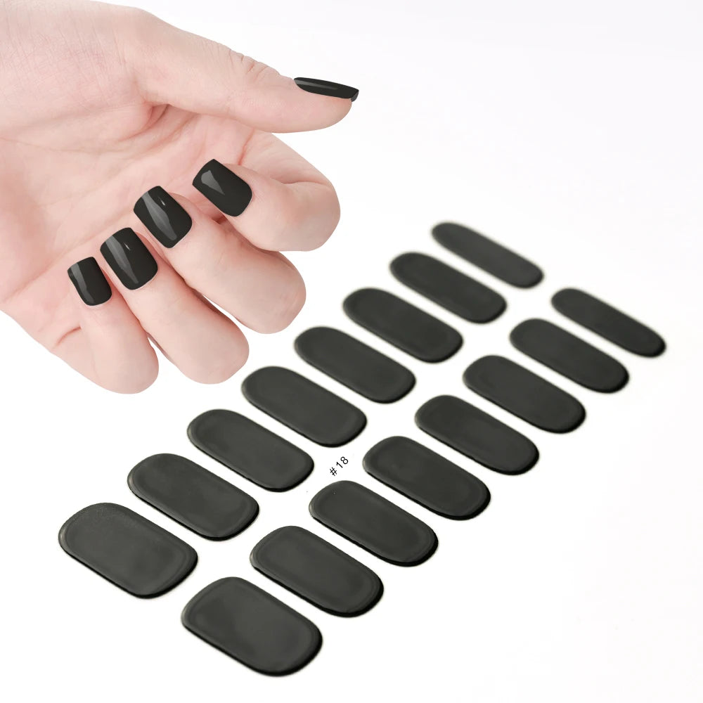 16Tips UV Semi Cured Nail Stickers White&Pink Lamp Gel Nail Polish Wraps Full Cover Adhesive Nails Decals Sliders Lamp Neede Y&F