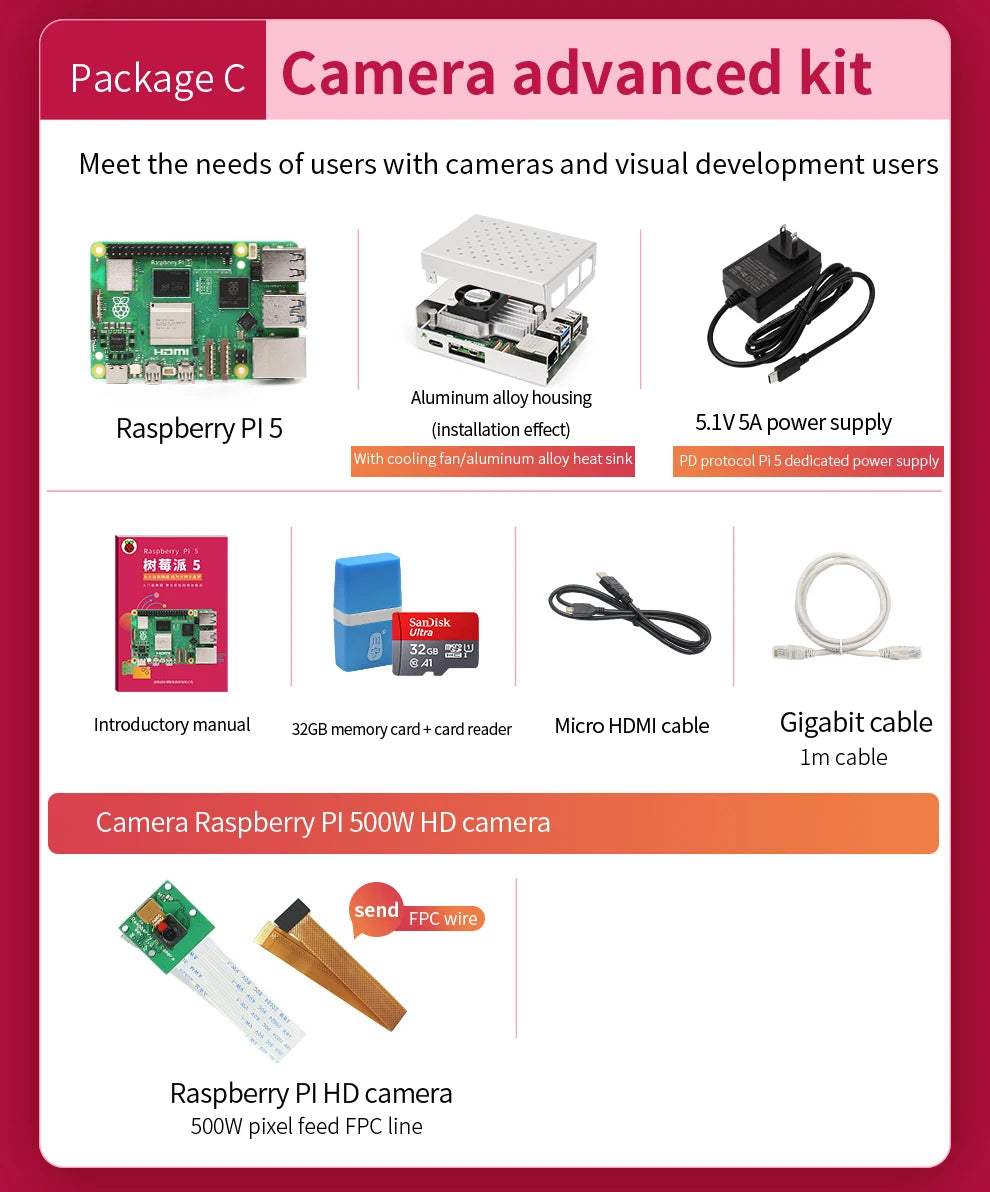 Raspberry Pi 5 Generation Development Board LINUX Suite Computer AI programming motherboard Raspberry Pi 5B 4G/8GB