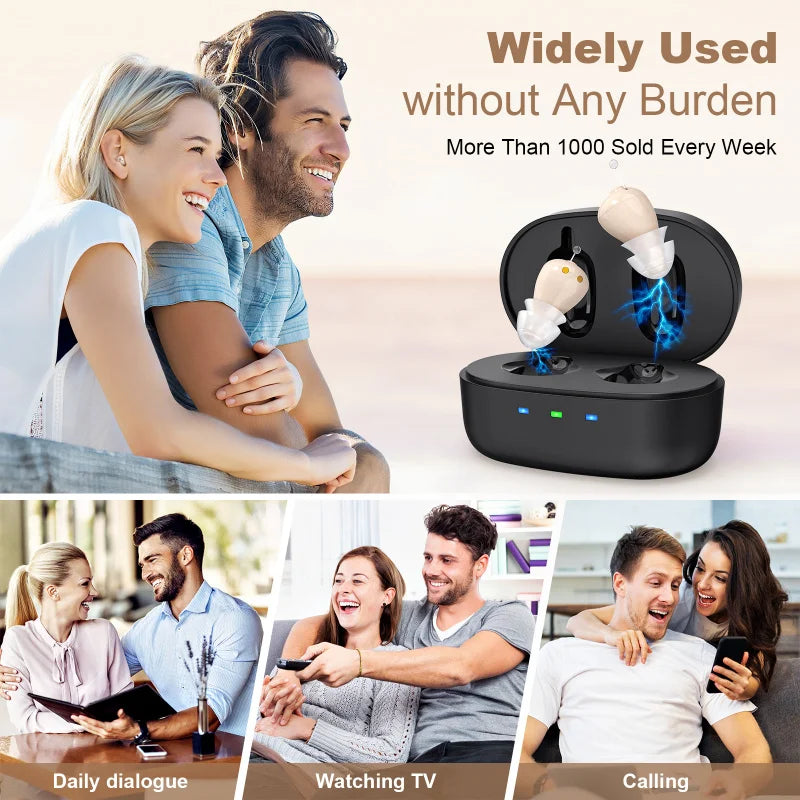 Rechargeable Hearing Aid for the Elderly In-the-Ear Intelligent Noise Reduction Hearing Aid ITE Large Capacity Charging Case