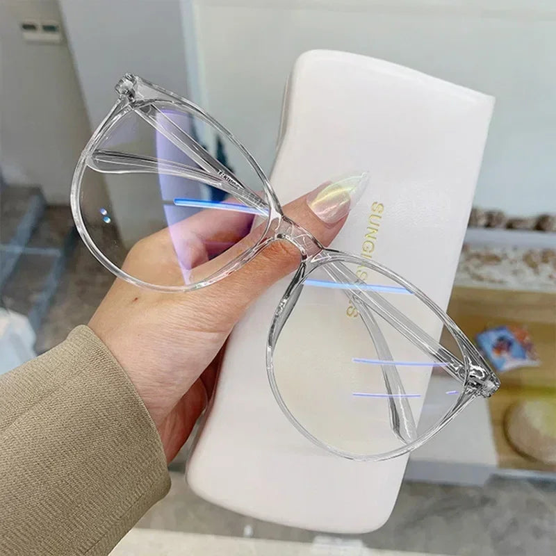 Transparent Computer Plano Glasses Round Frame for Women Men Anti Blue Light Clear Eyewear Blocking Optical Spectacle Eyeglasses