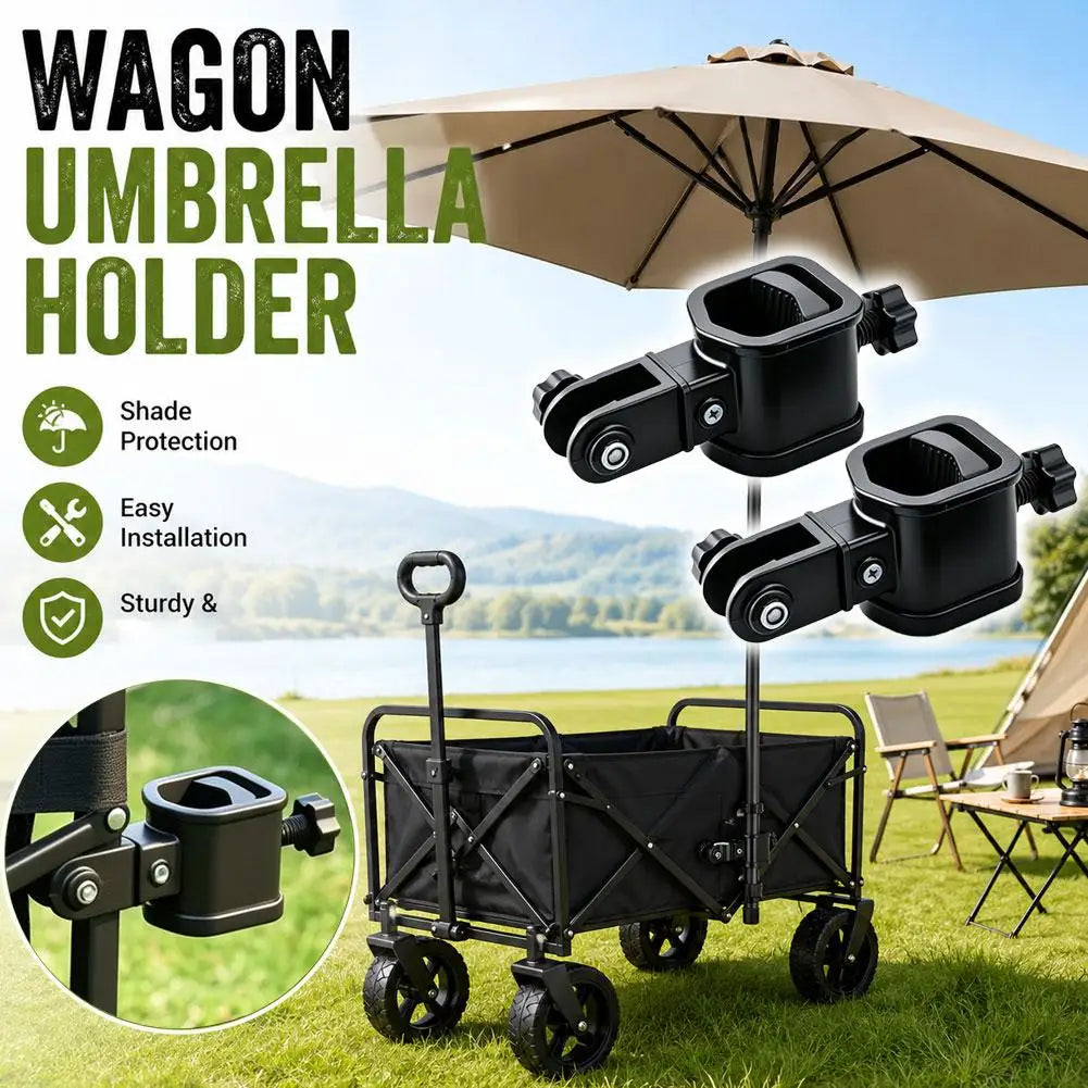 Dual Clamp Wagon Umbrella Holder Universal Camping Folding Cart Parasol Mount Bracket Stable Sun Shade Fixing Accessories