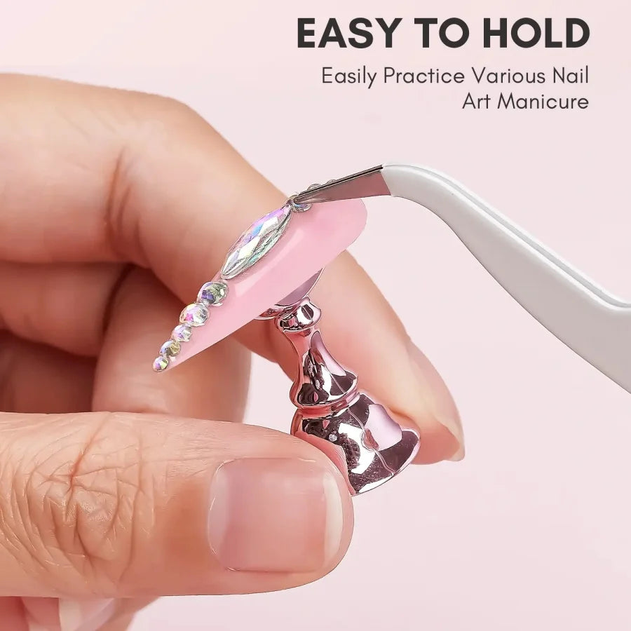 1 Set 5Pcs Nail Art Display Stand With Clamp Base Nail Practice Holder Household Salon Beginner Manicure Supply