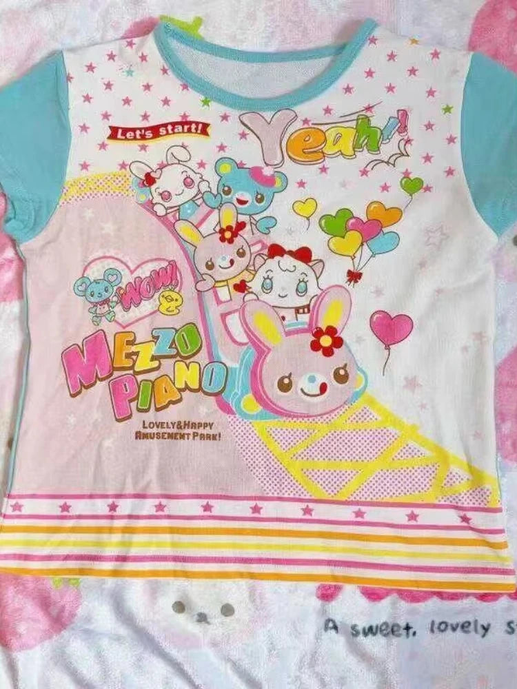 Japanese Kawaii T-shits Women Casual Y2k Crop Top Sweet Lolita Tees Design for Girls Clothing Short Sleeve T Shirts Outwear Chic