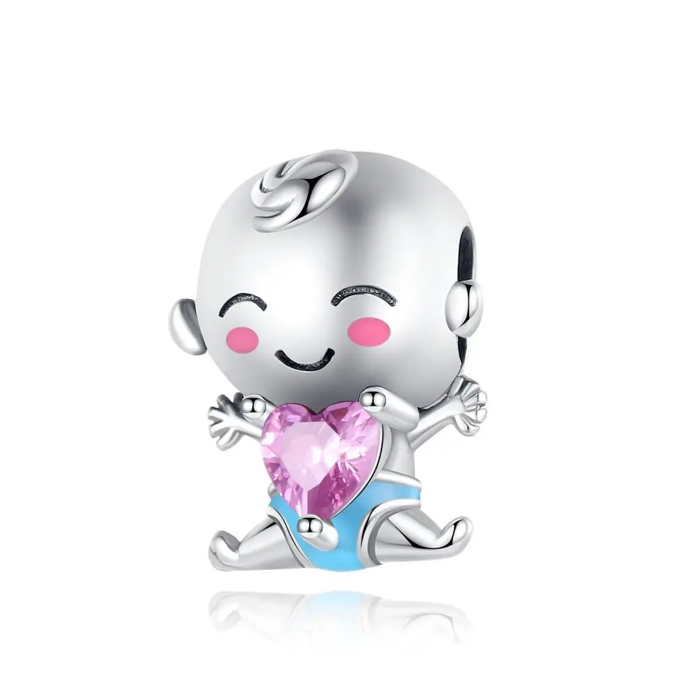 Exquisite 925 Sterling Silver Cute Dinosaur Turtle and Rabbit Couple Heart Charm Fit DIY Bracelet Necklace Casual Matching Gifts