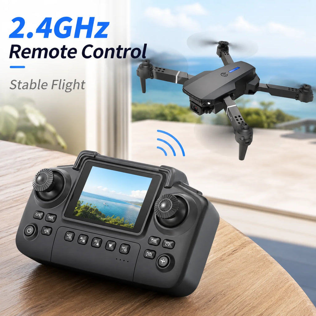 ZNLYRION Foldable FPV Drone with Screen Remote 480P Dual Camera Altitude Hold Headless Model LED Night Light