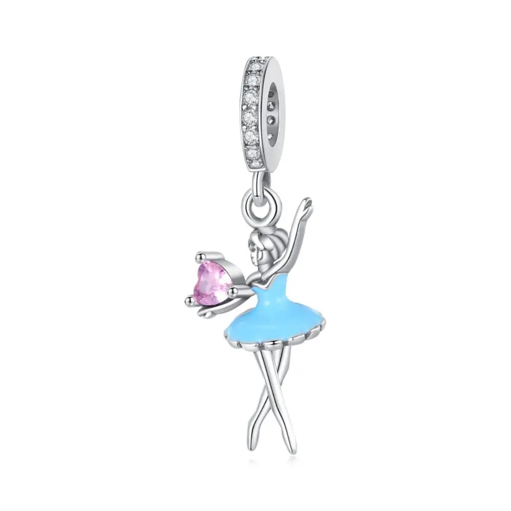 Exquisite 925 Sterling Silver Cute Dinosaur Turtle and Rabbit Couple Heart Charm Fit DIY Bracelet Necklace Casual Matching Gifts