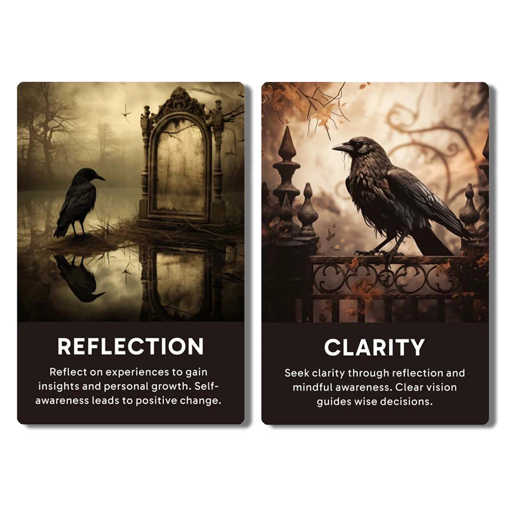 Crow's Insight Card Deck, 50 Oracle Cards for Personal Reading and Reflection, 12*8cm, Tarot Cards, Gaming Gift