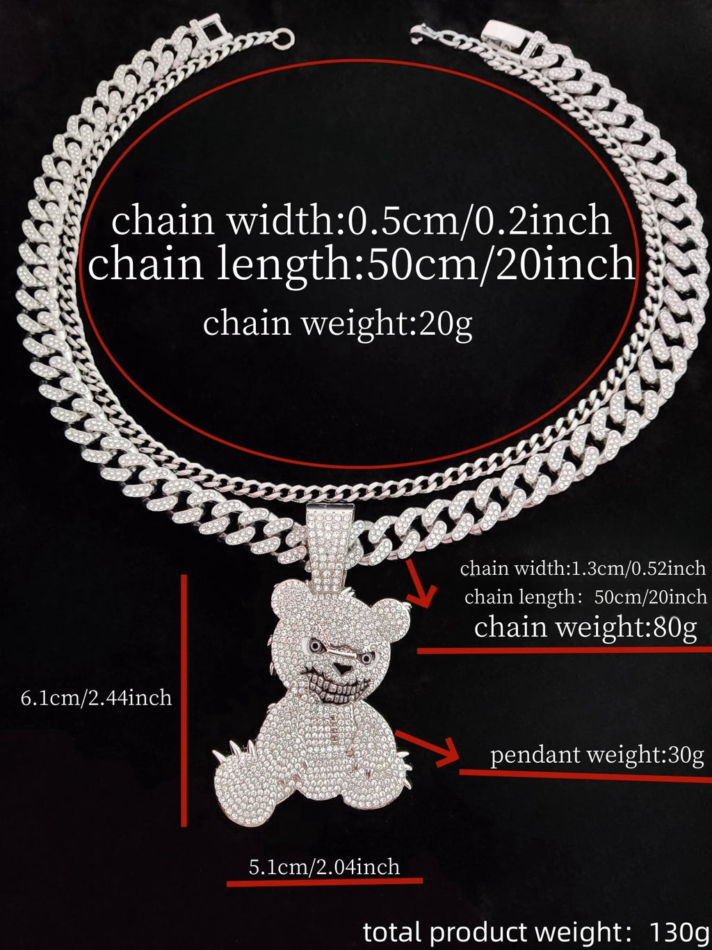 2024 New Arrival Hip Hop Bear Shape Pendant Necklace Men Women Chain Iced Out Bling Bling Necklaces HipHop Jewelry Fashion Gift