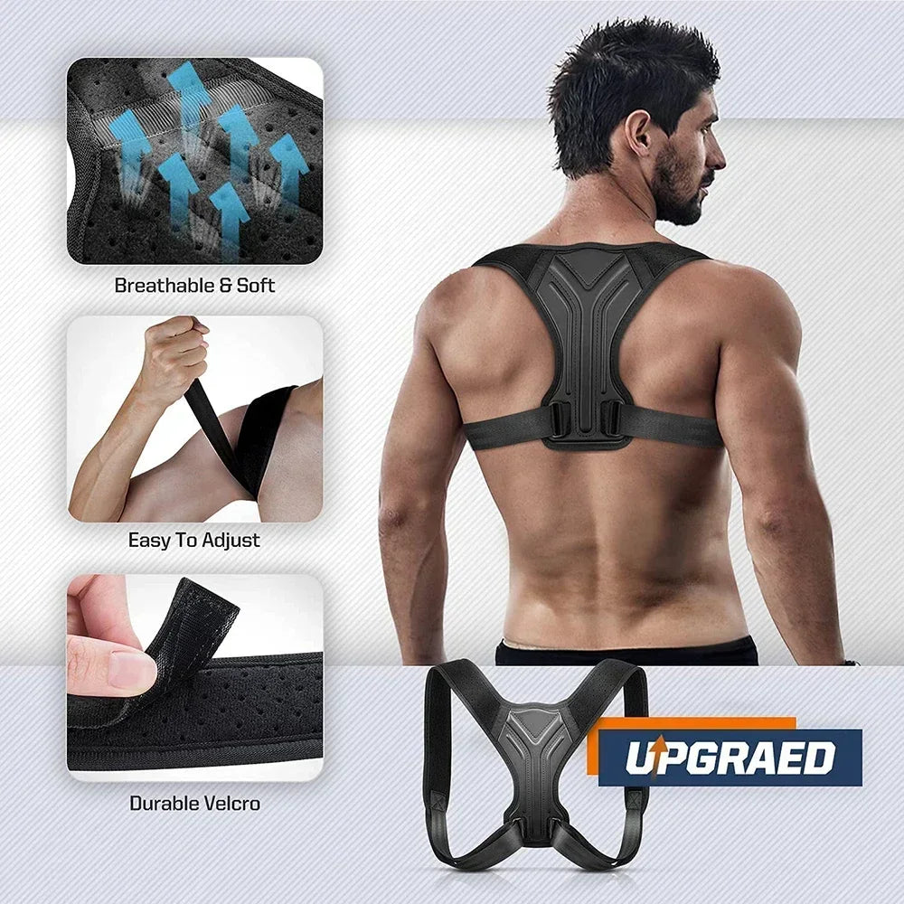 Adjustable Back Shoulder Posture Corrector Belt Clavicle Spine Pain Relief Support Reshape Your Body Home Office Back Neck Brace