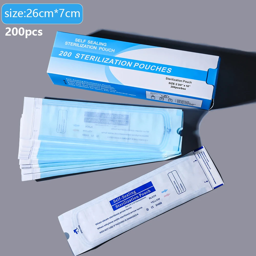 200Pcs Disposable Nail Sterilizer Bag Transparent Visibility Manicure Bags Dry Heat Nail Art Plier Equipment Disinfection Tools*