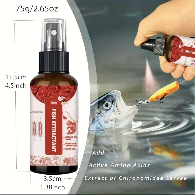 Powerful Fishing Bait Spray-Red Worm Liquid Attractant with Nozzle, Suitable for Freshwater/Salt Water Angling–Long Lasting Lure