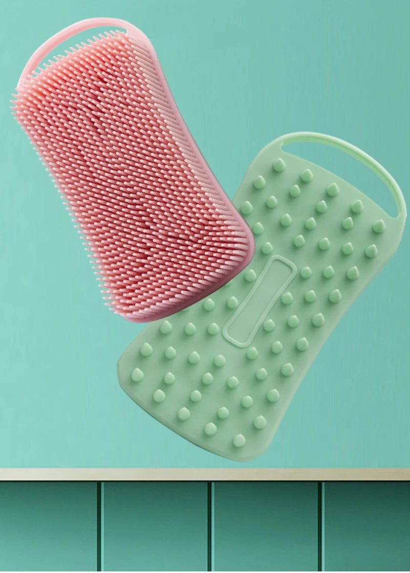 Double Sided Silicone Shower Brush 2 In 1 Exfoliating Body Brush Multi-Function Skin Cleaning Silicone Bath Brush Massage Brush