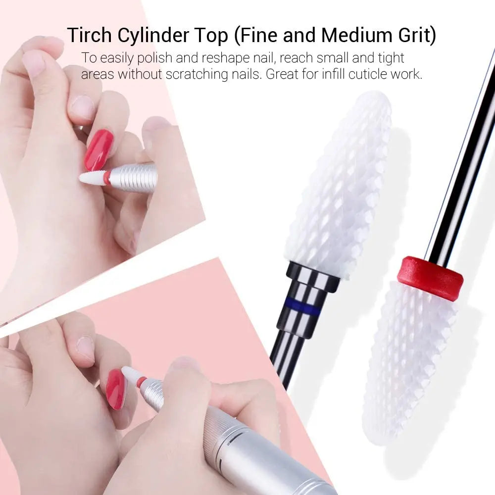 7 Pcs/Set Ceramic Milling Cutters  For Manicure Combined Nail Drill Bits Kit Removing Gel Polishing Tools