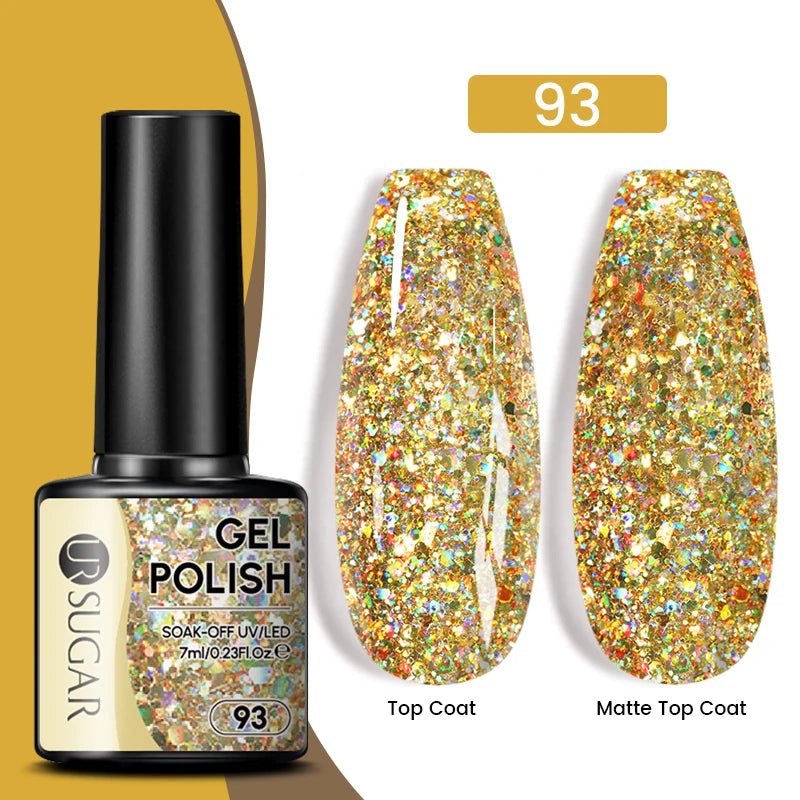 UR SUGAR 7.5ml Reflective Magnetic Gel Nail Polish Glitter Silver Pink Magnet Gel Soak Off UV LED Nail Manicure Varnish UV Gel
