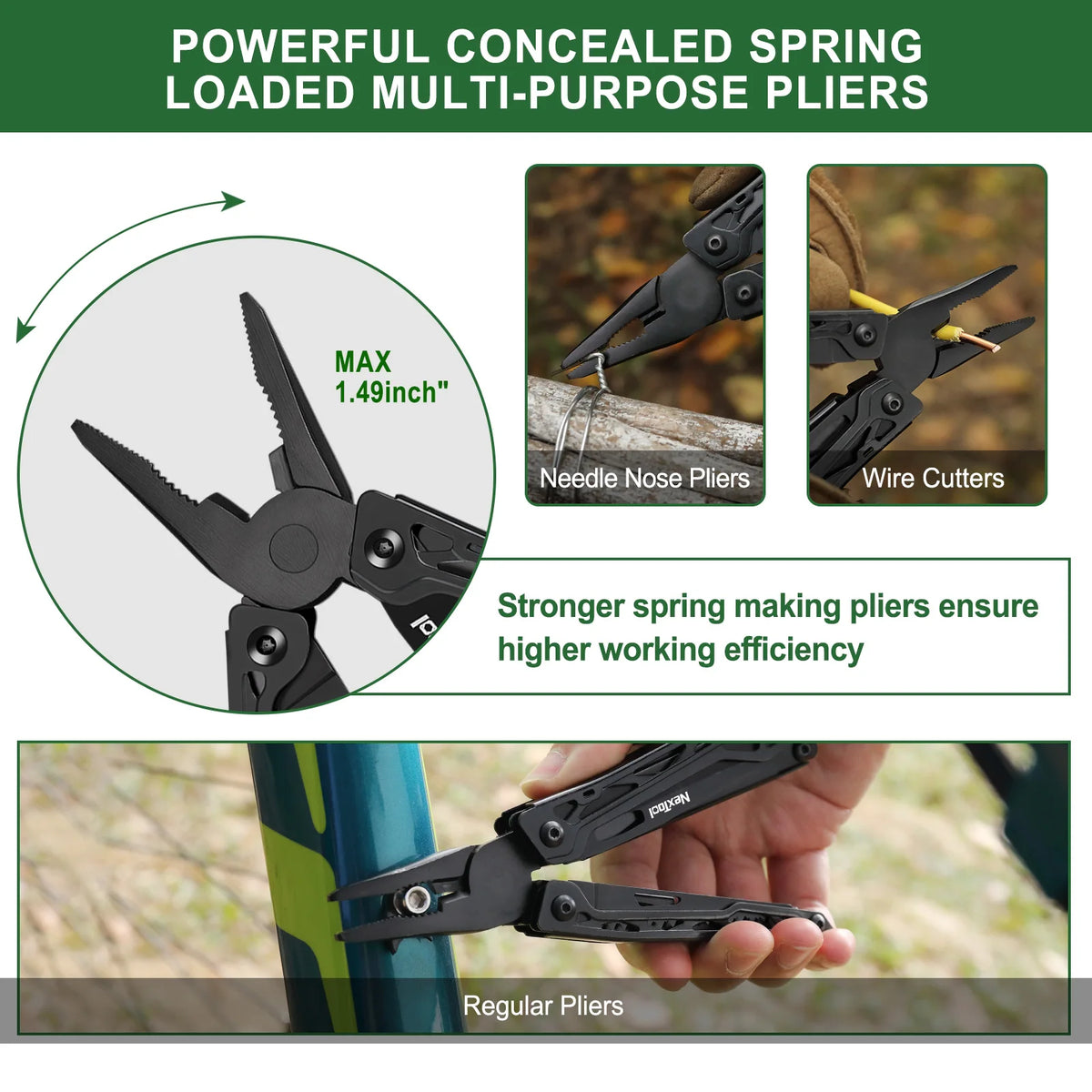 NexTool 11-In-1 Black Knight Multi-function Camping Tools Knife Outdoor Survival Folding Pliers Scissors Hand Multitool Tool Kit