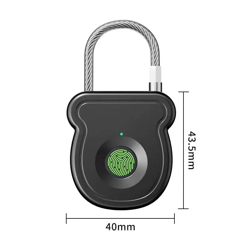 Smart Fingerprint Padlock Outdoor Luggage Fingerprint Lock Keyless USB Charging Door Lock 0.5sec Unlock Portable Anti-theft Lock