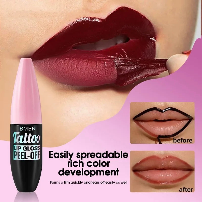 Liquid Peel-off Lip Gloss Waterproof Long-lasting Matte Pink Lipstick Non-stick Cup Makeup Moisturizing Lip Liner Tattoo Pigment