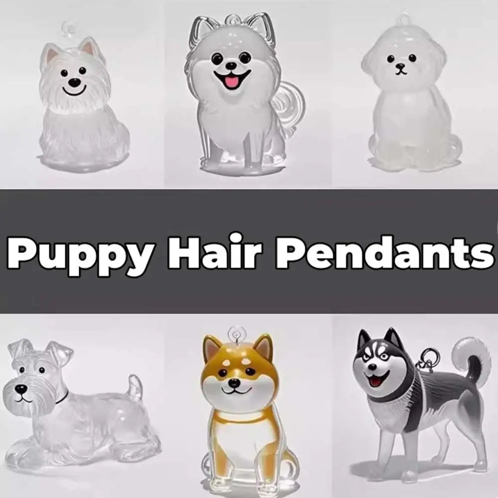 Dog Shape Dog Hair Storage Box Hair Grooming DIY Handmade Pet Hair Keychain Transparent Keyring Puppy Pendants Pet lovers