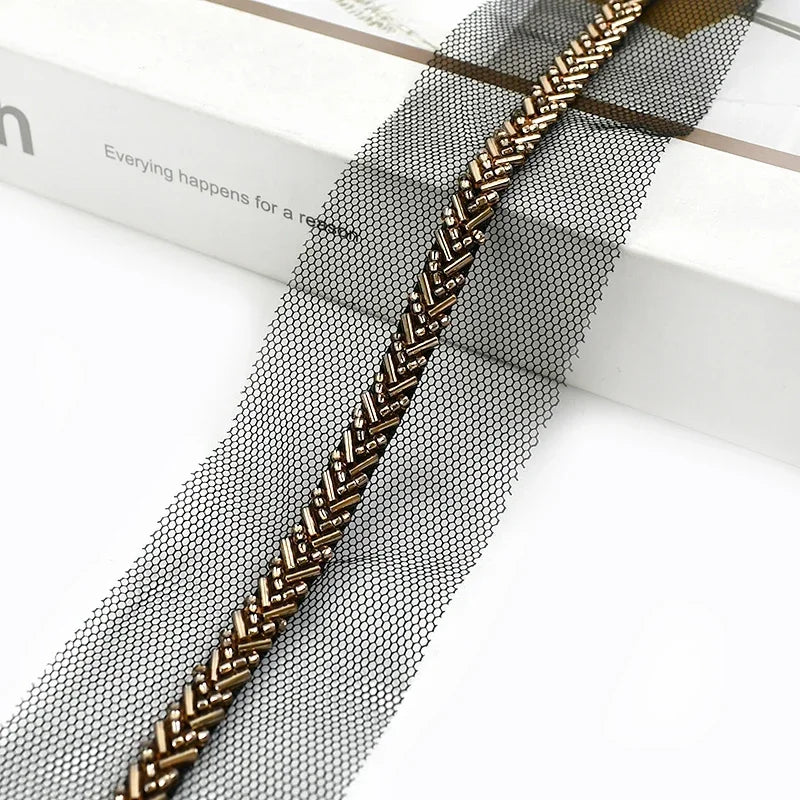 2/5/10Yards 7mm Beaded Lace Ribbon Sewing Wedding Dresses Laces Trim Decorative Trimmings Stitching Fabric DIY Crafts Materials