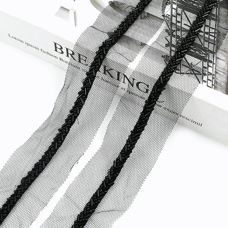 2/5/10Yards 7mm Beaded Lace Ribbon Sewing Wedding Dresses Laces Trim Decorative Trimmings Stitching Fabric DIY Crafts Materials