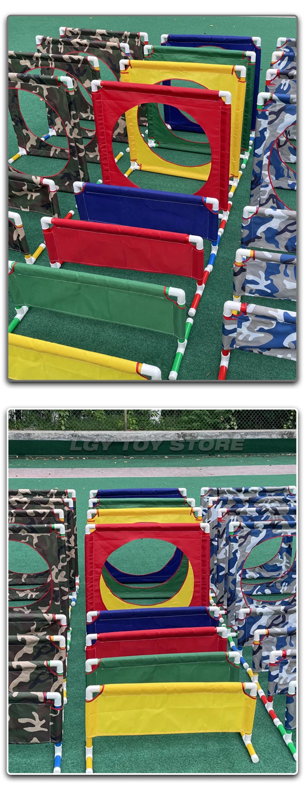 Kids Agility Obstacle Course Toys Colorful Jump Hurdle & Crawl Through Window Frame Children Sensory Integration Training Indoor