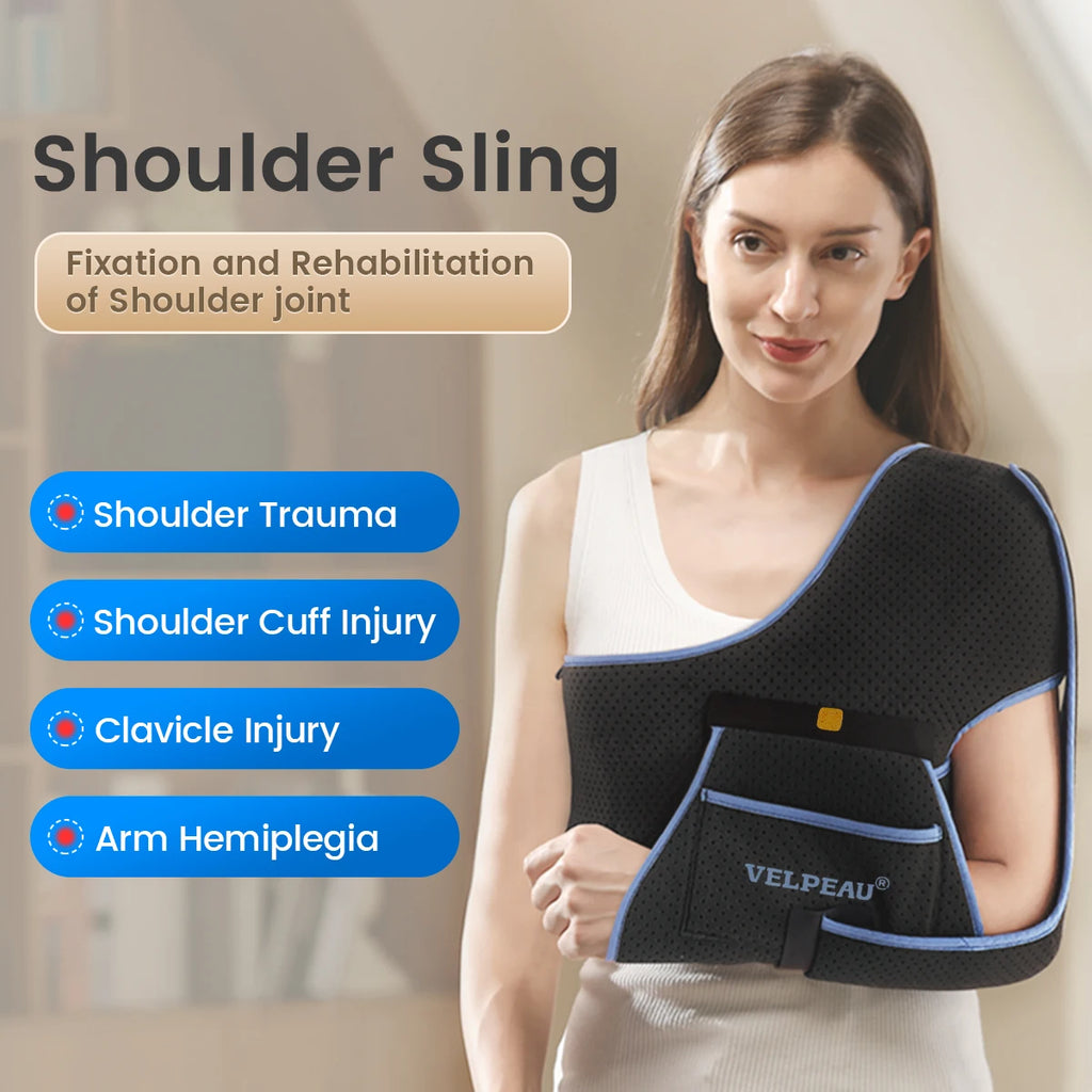 VELPEAU Breathable Shoulder Sling for Arm Fracture Dislocation and Rotator Cuff Tear, Shoulder Immobilizer for Both Arms