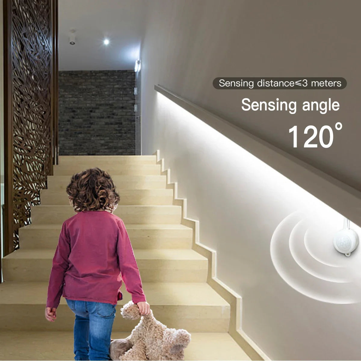 Motion Sensor Neon COB LED Strip Light Solid Silicone 24V Cuttable Light Strip Delay Time Adjustable 20-350s for Stairs Hallway