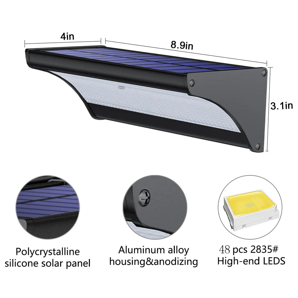 Outdoor Solar Wall LED Flood Lights with Radar Motion Sensor Waterproof Aluminum Shell Wall Lamp for Garden Lighting