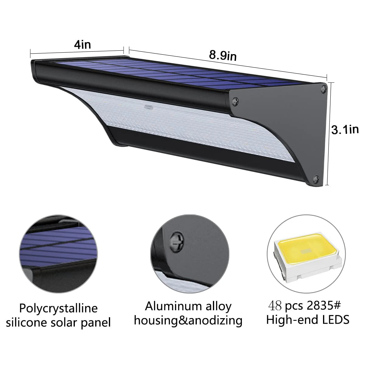 Outdoor Solar Wall LED Flood Lights with Radar Motion Sensor Waterproof Aluminum Shell Wall Lamp for Garden Lighting