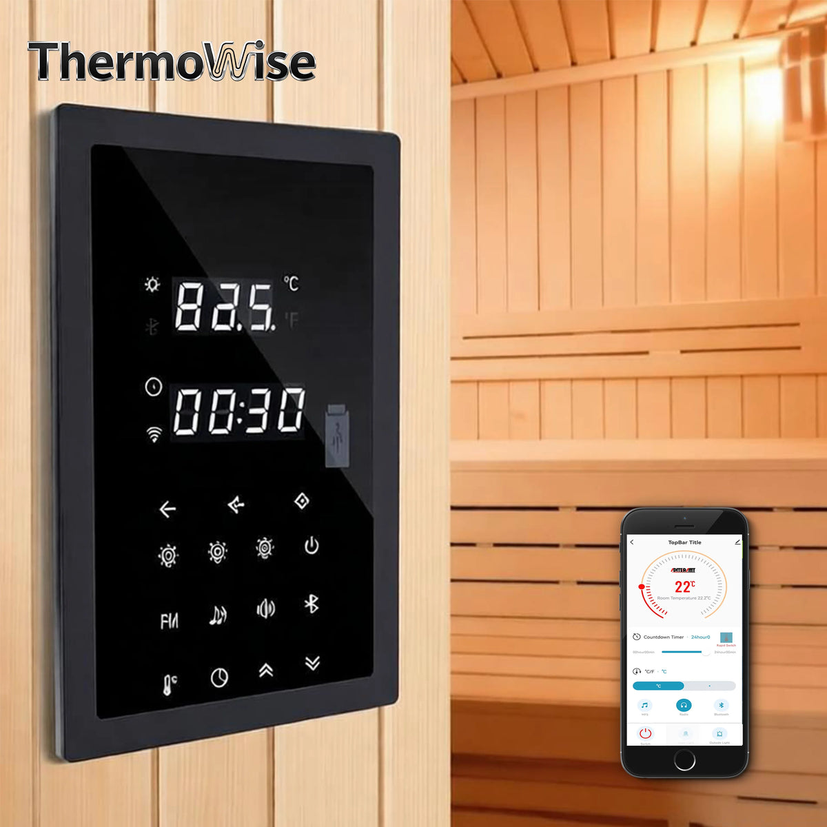 WIFI Music Bluetooth Sauna Heater Control Kit for Multifunctional 220V/380V Switch Panel Work Sauna Room Temperature Adjustment