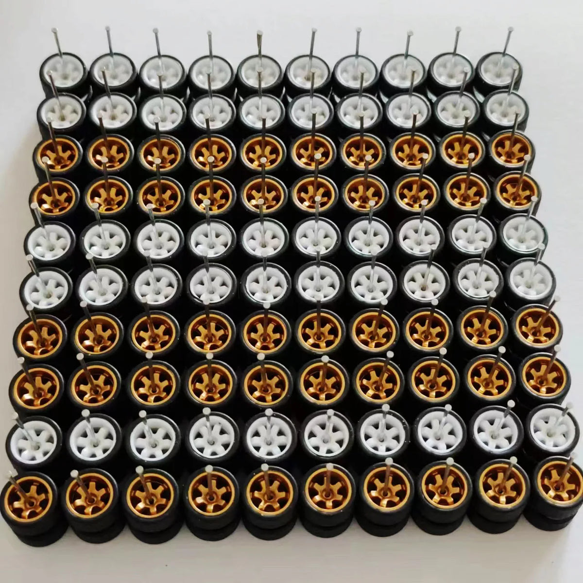 50 Sets 1/64 Wheels Pack with Rubber Tires Axles for 1:64 Matchbox Domeka Hotwheel Diecast Car Model Cars Wholesale