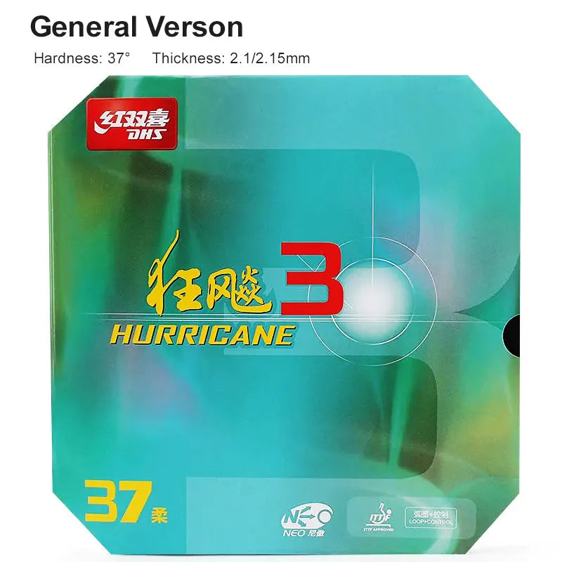 DHS Hurricane 3 H37 Table Tennis Rubber Provincial National Ping Pong Rubber Blue/Orange Sponge Professional for Backhand Loop