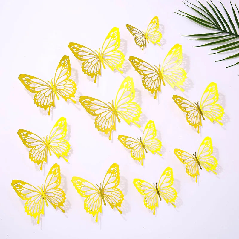 12 pcs Butterfly Cake Toppers Rose Gold for Birthday, Wedding, Engagement Occasions Dessert Decoration Cupcake Toppers DIY Gift