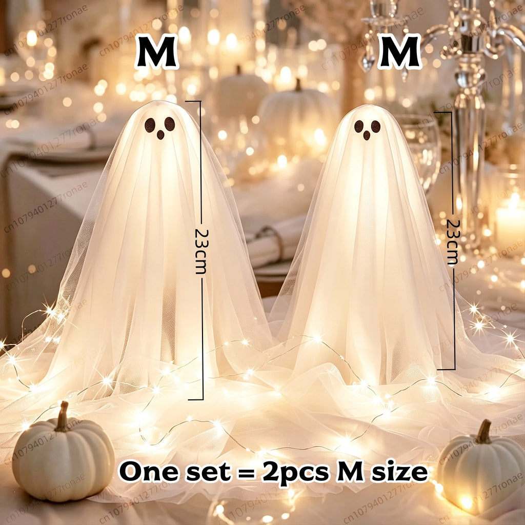 1/2/3Sets Halloween Decorations Lighted Ghost DIY Kit Spooky Lamp Warm White Table Centerpiece for Indoor Halloween Party