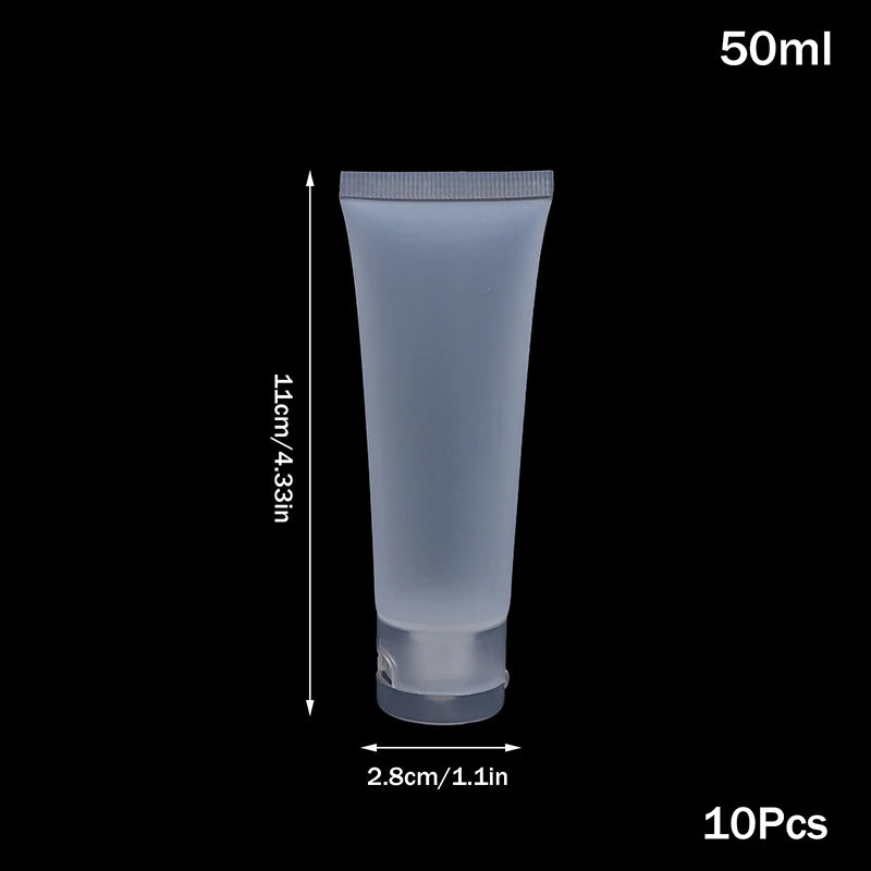 10Pcs Refillable Clear Squeeze Lotion Container Bottle Empty Matte Tube Travel Pack Cosmetic Cream Lotion Shampoo Bath Dispenser