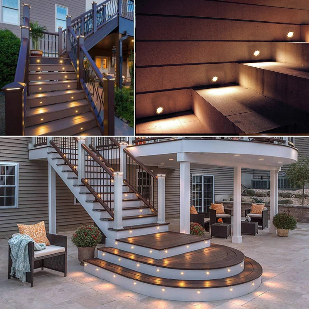 10/16PCS LED Deck Light Outdoor Wateroof DC12V Recessed Underground Bulb Lamp EU/AU/UK/US Plug For Courtyard Garden Step Stairs
