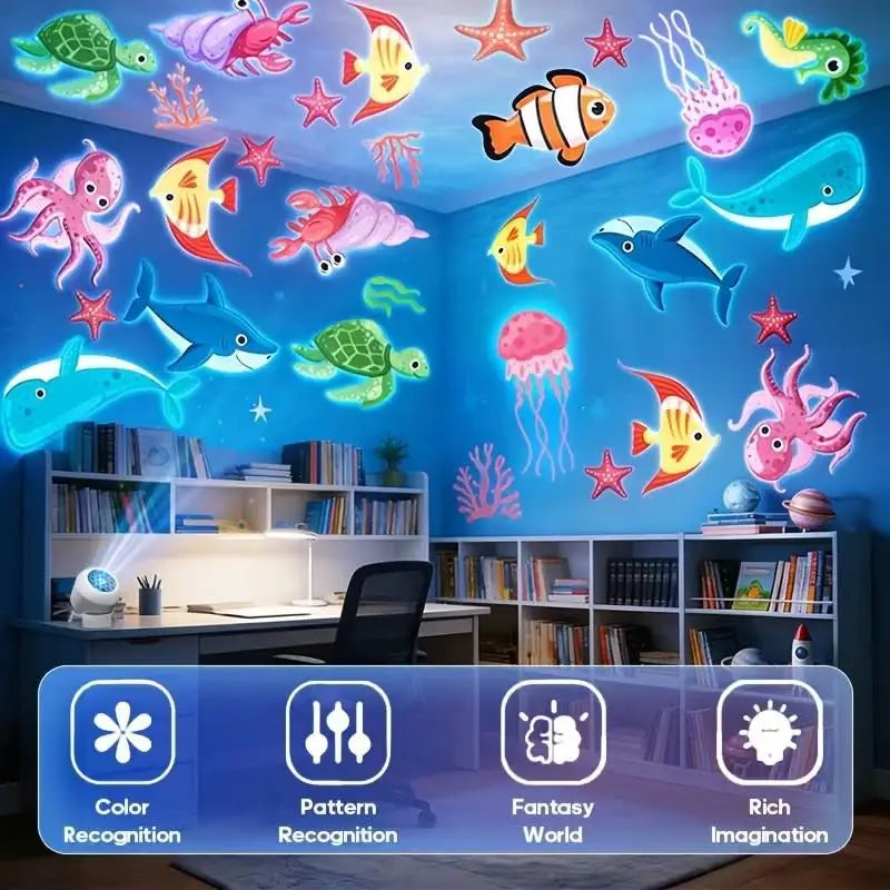USB Plug-in Ambient Lamp, Decorative Lighting LED Starry Ocean Projector Light, Ocean Rotating Dynamic Projection Night Light,
