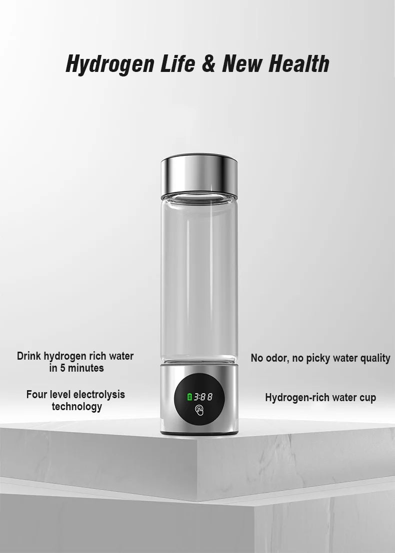 Portable High Performance Hydrogen Water Generator Bottle SPE PEM Chamber Electrolytic Ionizer Rechargeable Hydrogen Water Cup