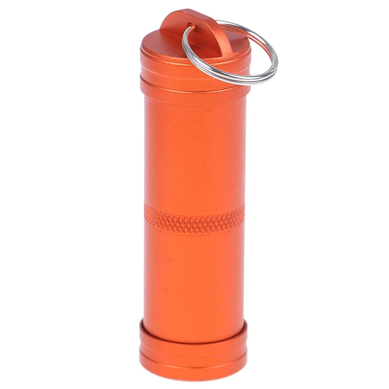 1Pcs Portable Outdoor Waterproof Survival Sealed Pill Box Capsule Seal Bottle  Storage Box  Mini With Keyring Sealed Tank Alloy